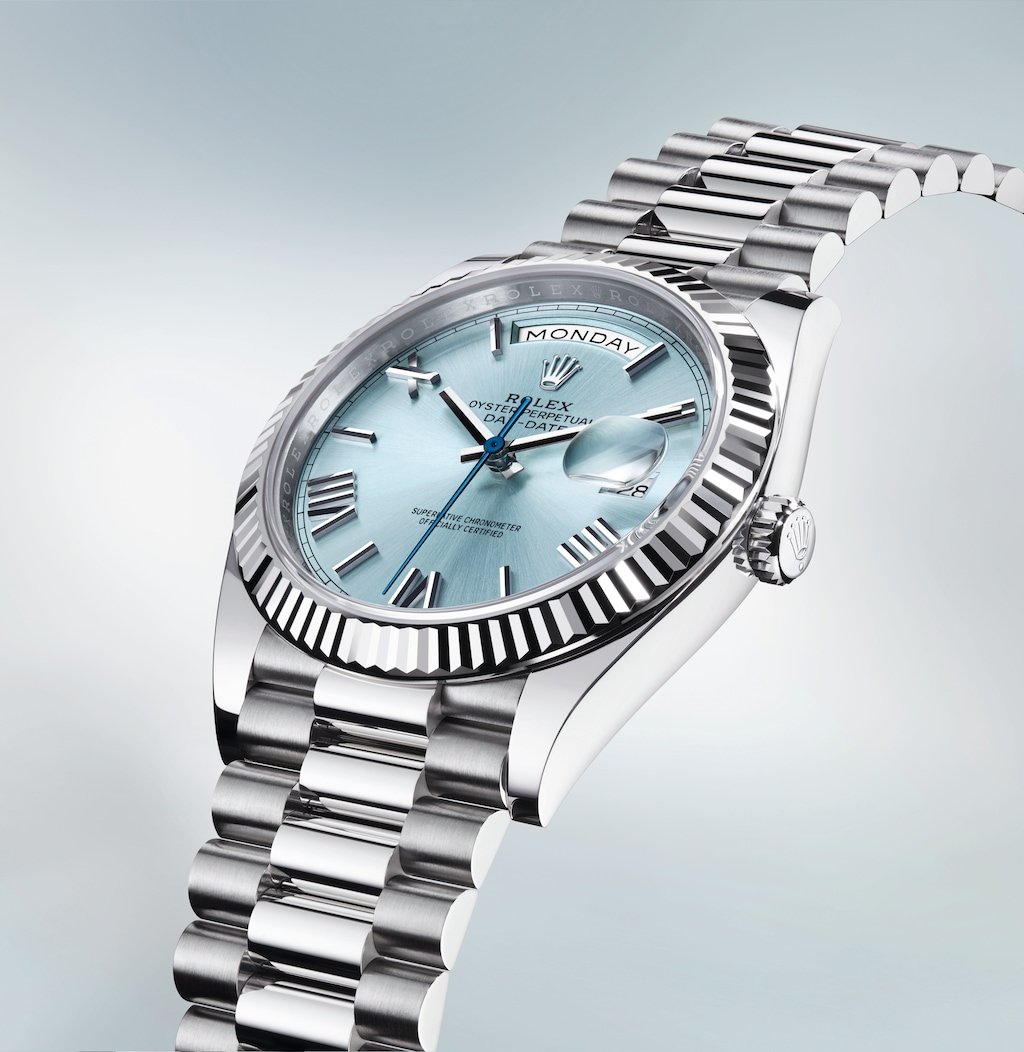 Rolex Day-Date 40 in yellow gold with fluted bezel