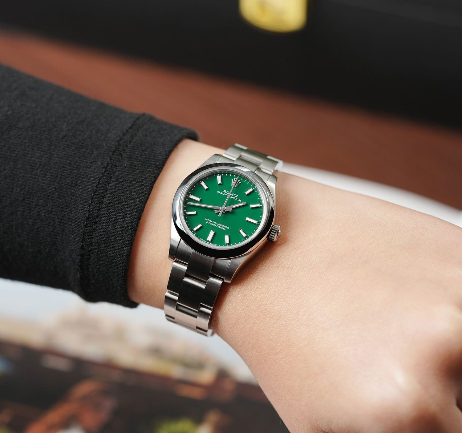 Rolex Oyster Perpetual with green dial